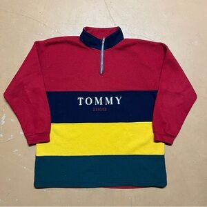 Vintage 90s Tommy Hilfiger Quarter Zip Fleece Large